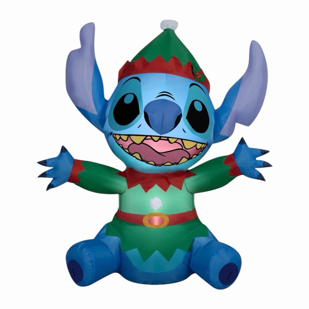 Disney 4.5 ft Stitch‎ Elf Christmas Airblown Yard Inflatable Light Up Decor NEW